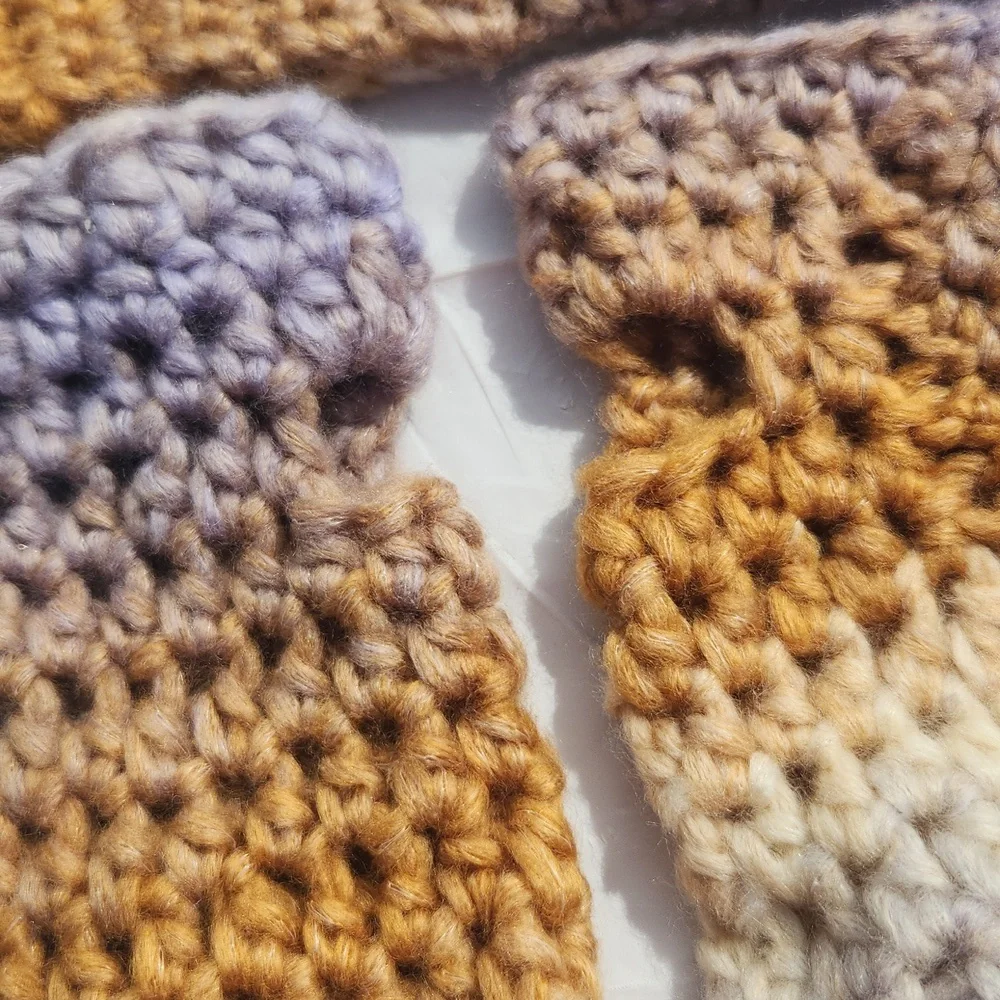 Handmade Crochet Chunky Headband Ear Warmer and Fingerless Gloves Mitts Set